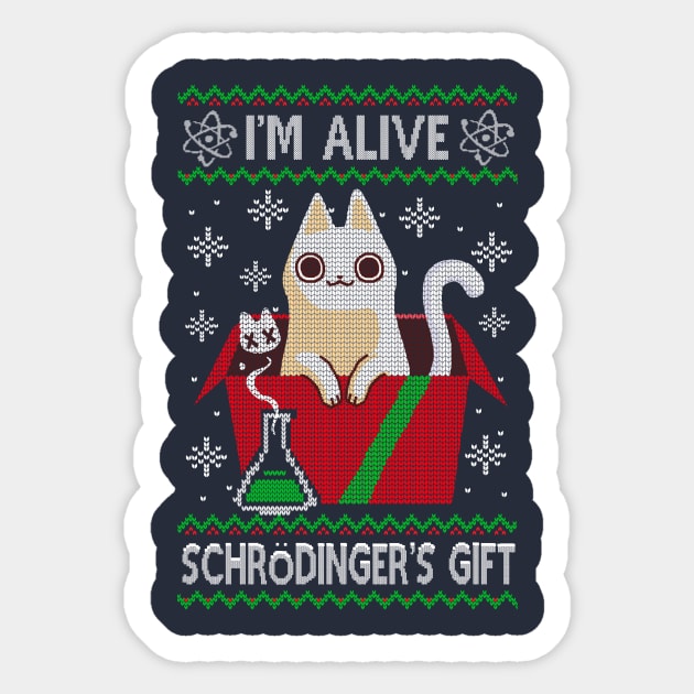 Schrödinger's Gift - Ugly Christmas Sweater - Science christmas Sticker by BlancaVidal